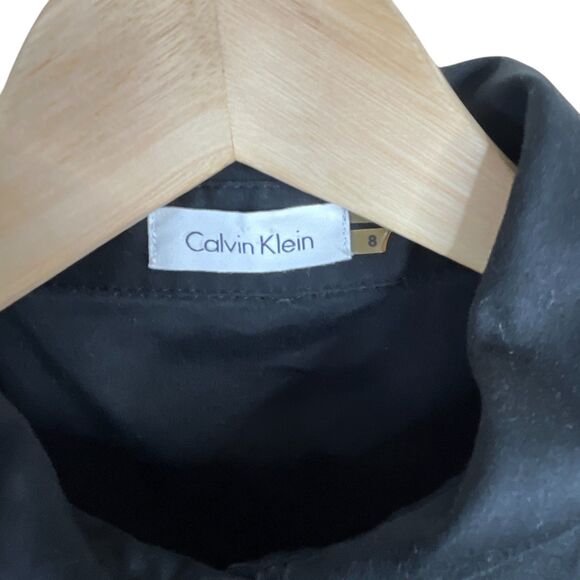 Calvin Klein Belted Safari Mini Dress Sz 8 Black Button-Front Utility Military - Picture 8 of 10